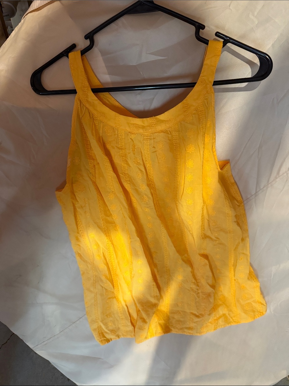 LOFT Yellow Embroidered Tank Top